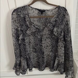 Banana Republic Black and White Snake Print Blouse